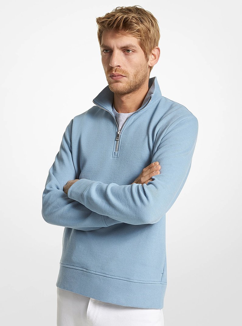 Cotton Blend Half-Zip Sweater in SOFT ECRU - Sale | Michael Kors [US]