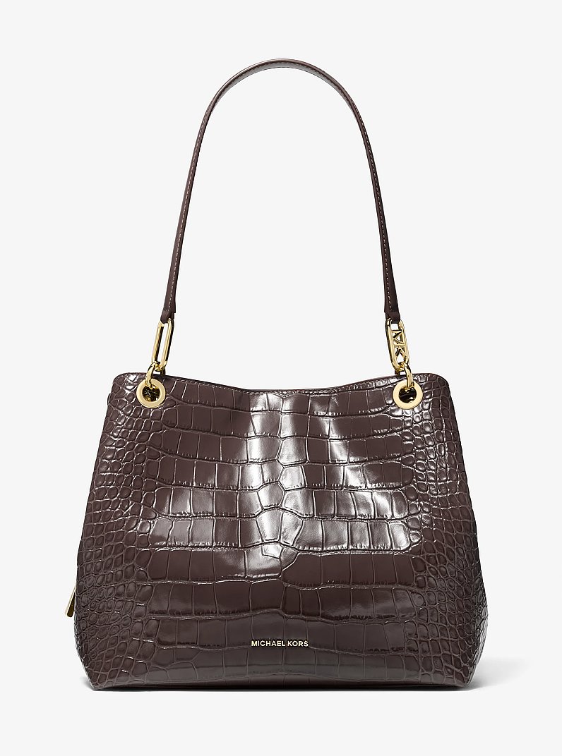 Kensington Large Crocodile Embossed Leather Tote Bag
