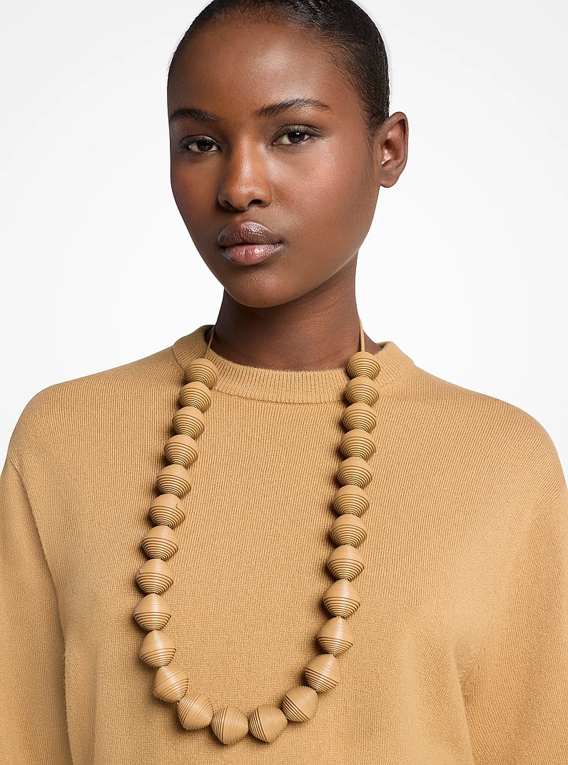Leather Beads Necklace in CASHEW | Michael Kors