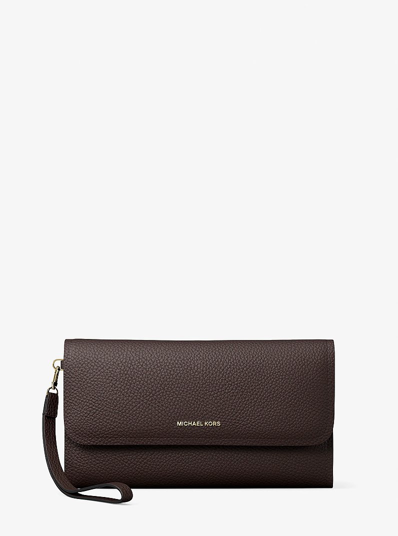 Smartphone-Handgelenktasche Jet Set Medium aus gekrispeltem Leder in SCHOKOLADE | Michael Kors