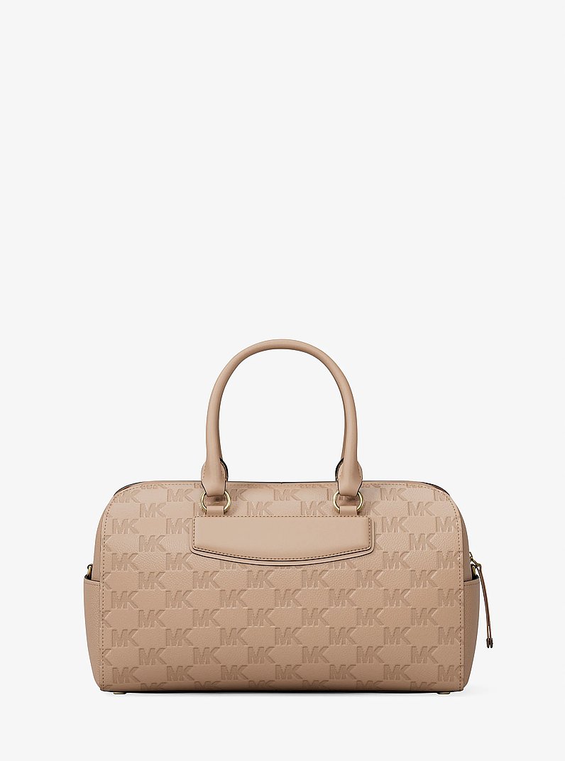 Borsone Jet Set Travel medio in pelle con logo goffrato e tracolla in CACHI | Michael Kors