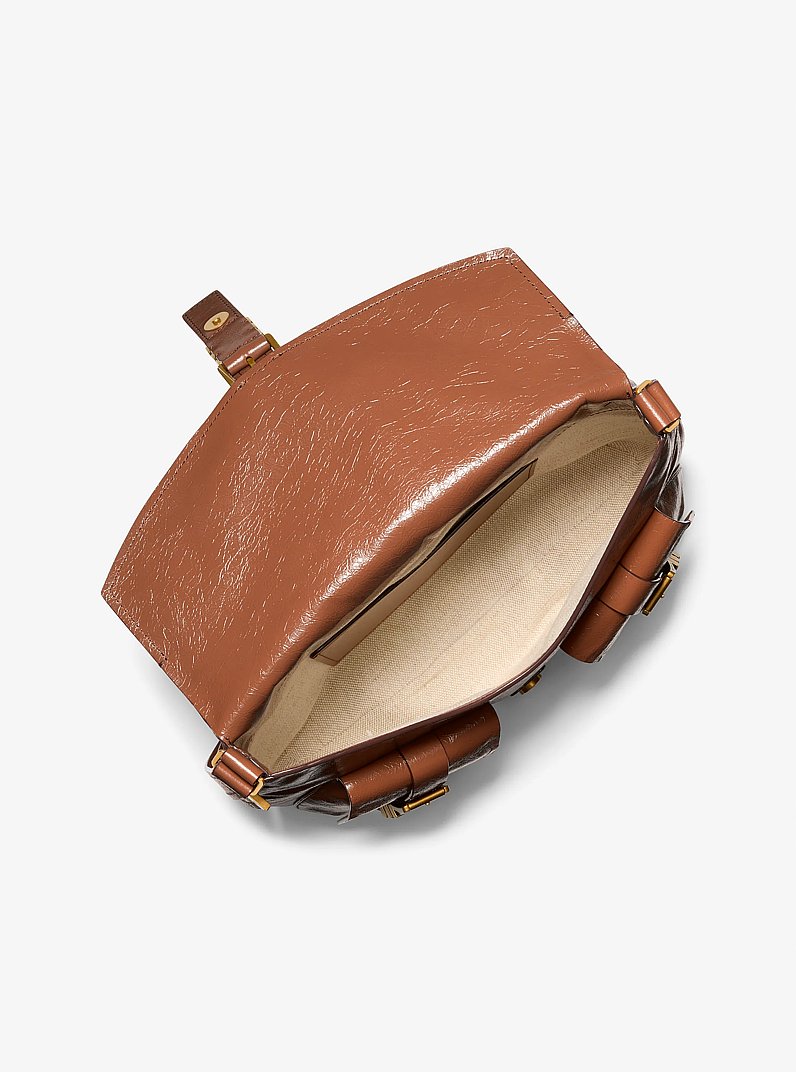 Darrington Large Crackled Leather Shoulder Bag in LUGGAGE | Michael Kors