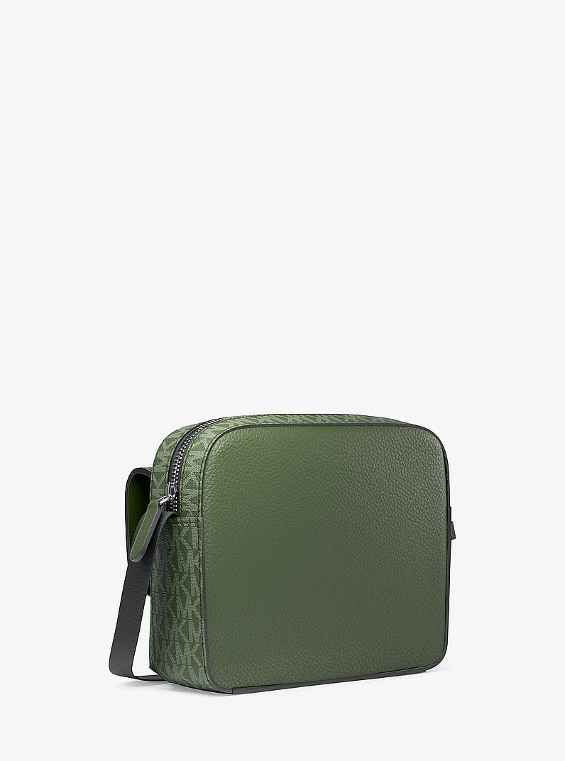 Cooper Medium Pebbled Leather and Signature Logo Camera Crossbody Bag in MOSS | Michael Kors