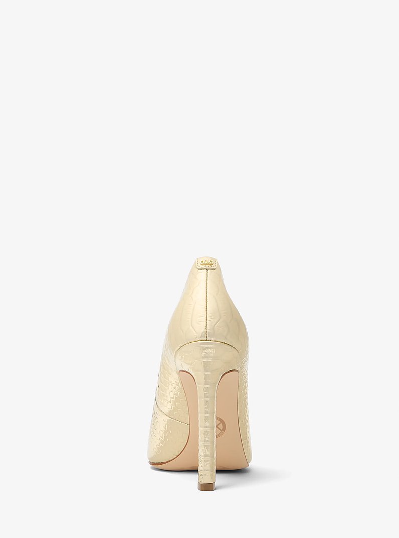 Amara Metallic Snake Embossed Leather Pump in PALE GOLD | Michael Kors