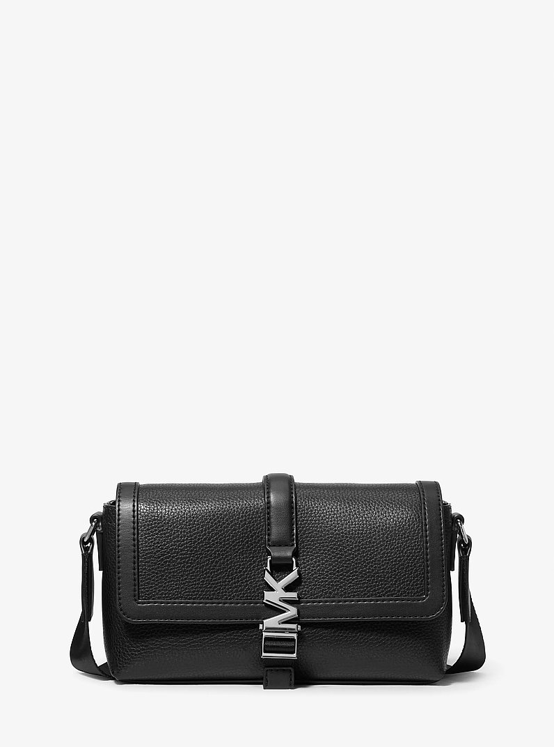 Cyrus Small Pebbled Leather Crossbody Bag in BLACK | Michael Kors