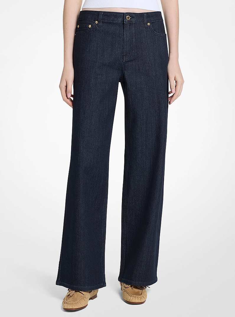Relaxed Wide-Leg Denim Jeans in RINSE | Michael Kors