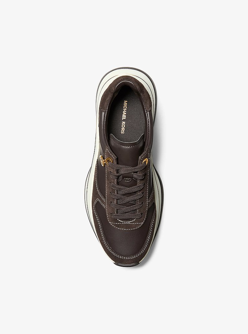 Arla Leather and Suede Trainer in CHOCOLATE | Michael Kors