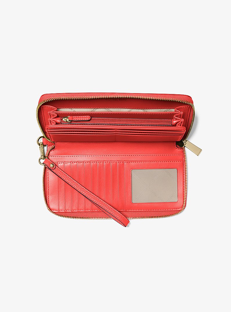 Jet Set Travel Large Pebbled Leather Continental Wallet in BURNT SIENNA | Michael Kors