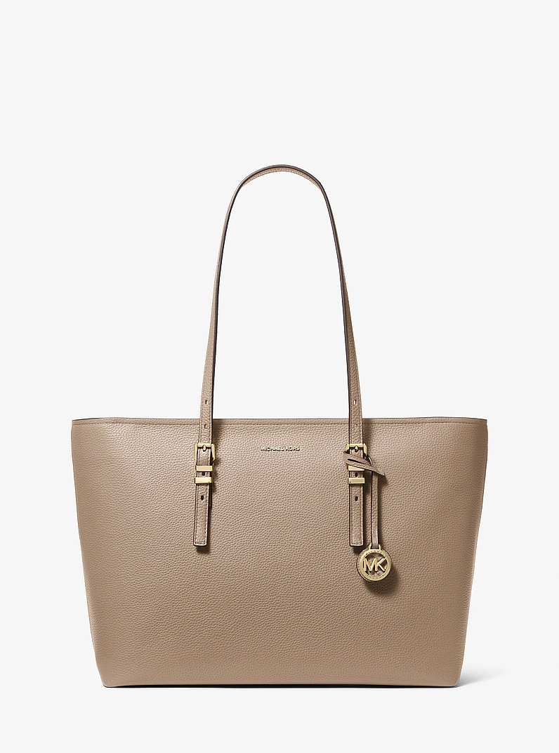 Quinn Large Pebbled Leather Tote Bag in BIRCH | Michael Kors