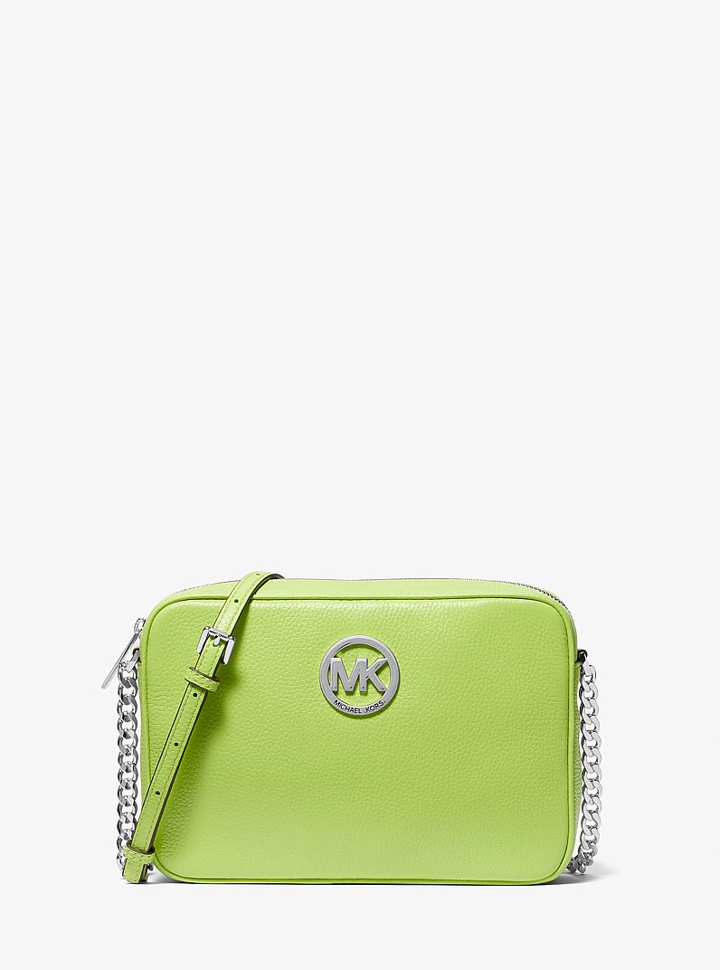 Fulton Large Pebbled Leather Camera Bag in BRT LIMEADE | Michael Kors