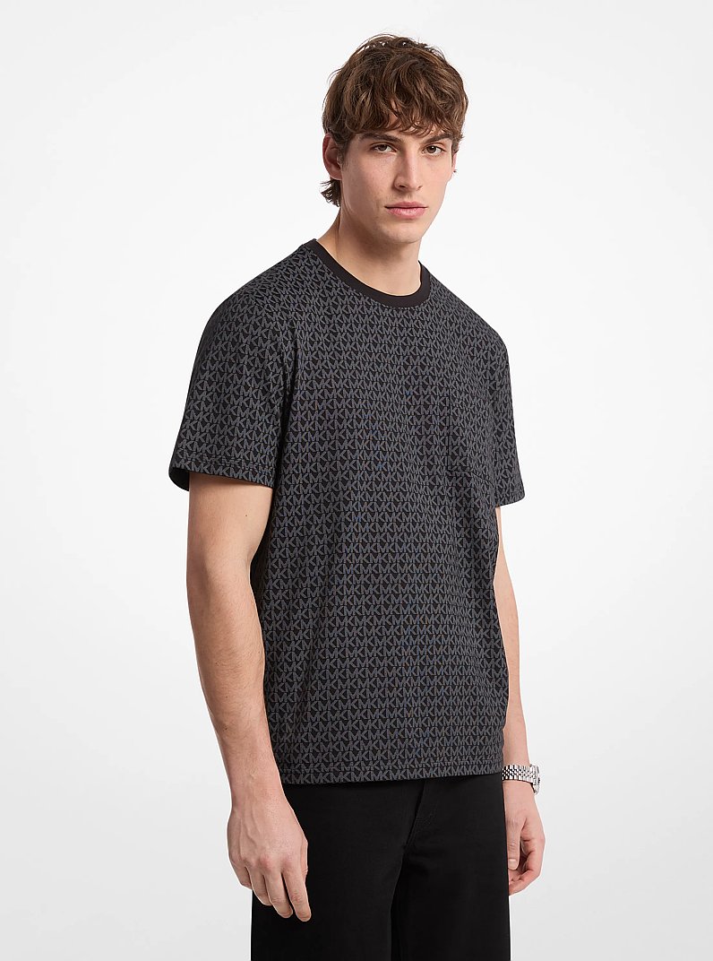 Signature Logo Cotton T-Shirt in BLACK | Michael Kors