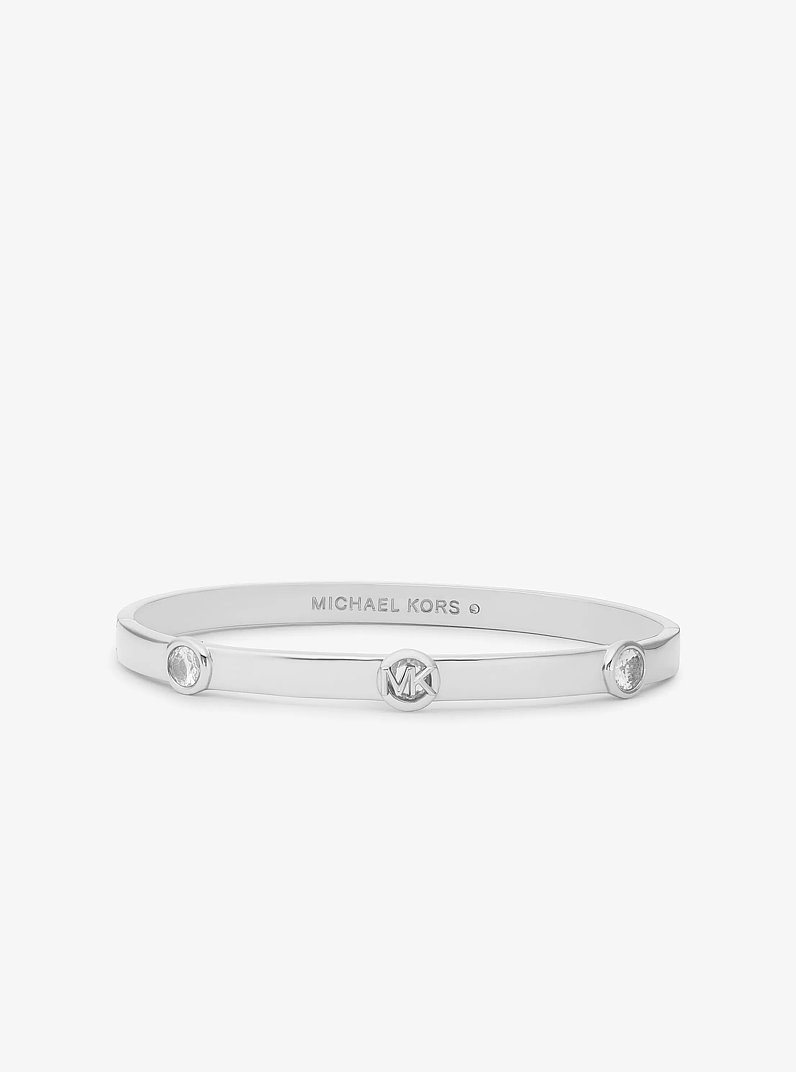 Logo Bezeled Pav&eacute; Bangle in SILVER | Michael Kors