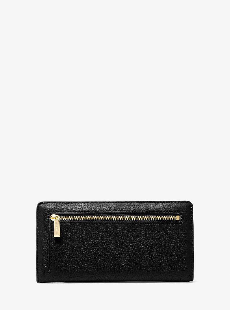 Bryant Large Pebbled Leather Snap-Front Wallet in BLACK | Michael Kors