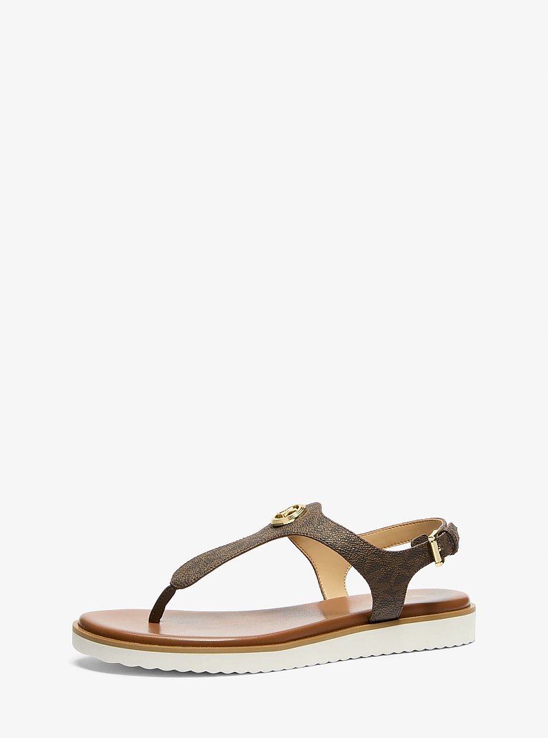 Val Signature Logo Thong Sandal in BROWN | Michael Kors