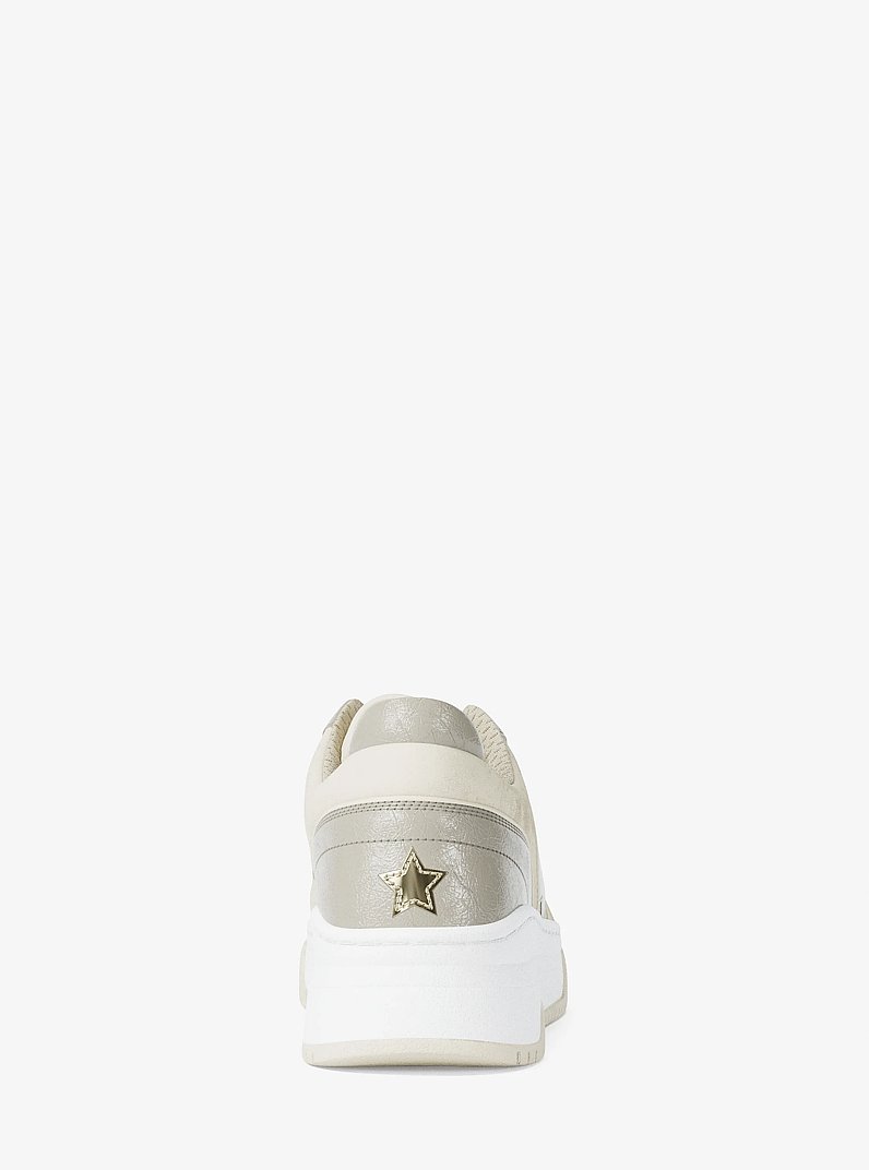Lexi Embellished Mixed-Media Sneaker in CREAM | Michael Kors