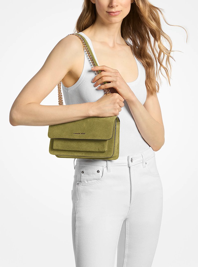 Grand sac &agrave; &eacute;paule Claire en su&egrave;de in PISTACHE | Michael Kors
