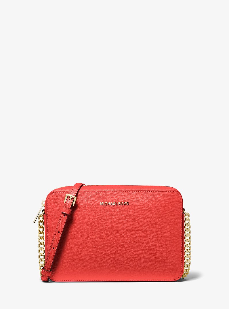 Grand sac &agrave; bandouli&egrave;re Jet Set en cuir saffiano in TERRE DE SIENNE BR&Ucirc;L&Eacute;E | Michael Kors