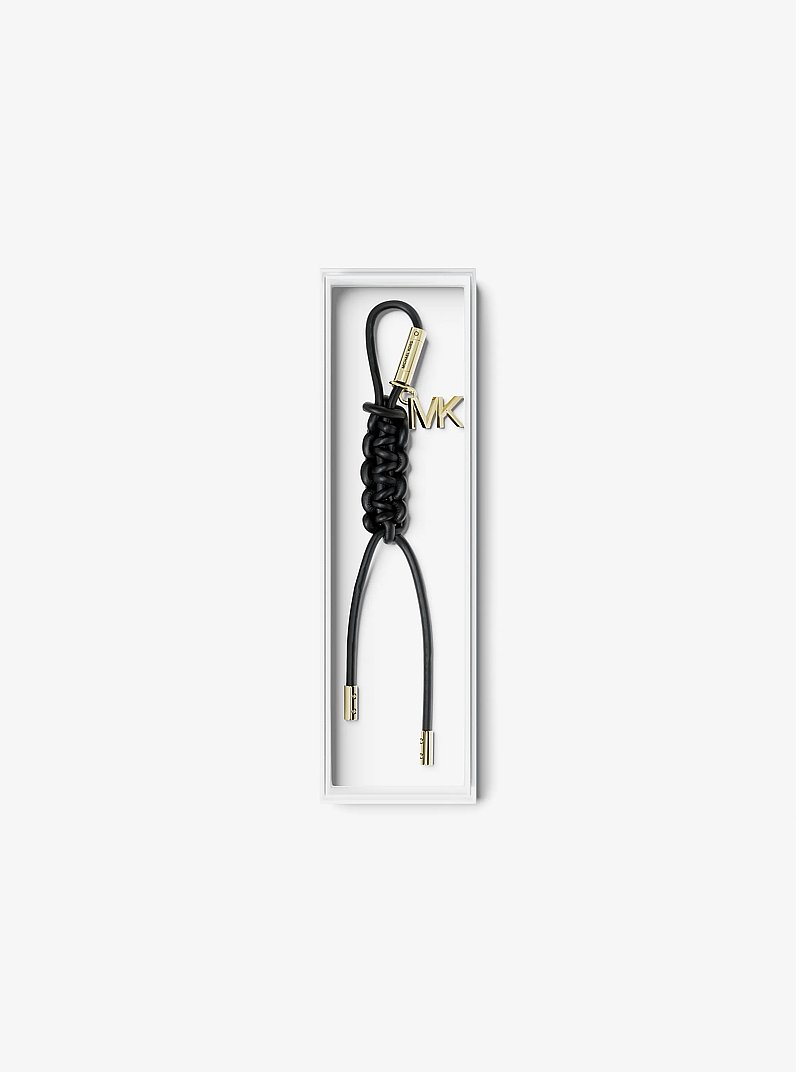 Gold-Tone and Braided Cord Bag Charm in BLACK | Michael Kors
