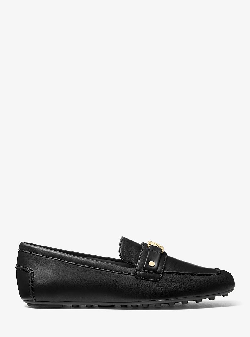 Mandy Leather Moccasin Loafer in BLACK | Michael Kors