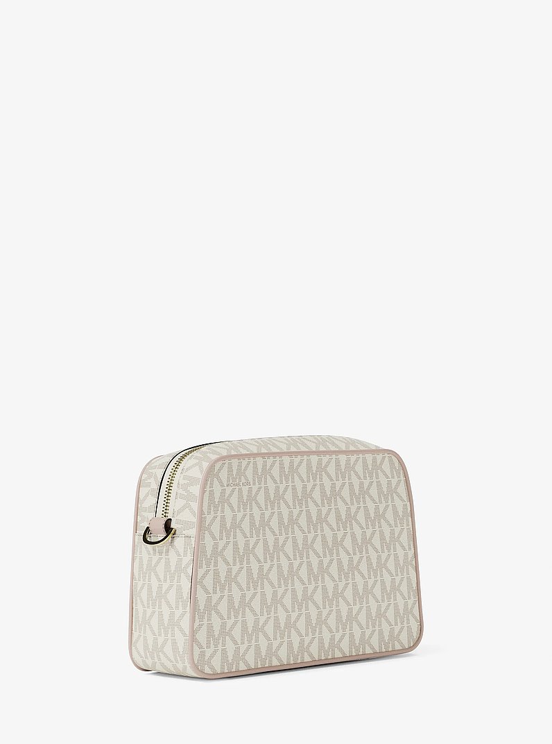Kameratasche Jet Set Small mit Signature-Logomuster in VANILLE/ZARTROSA | Michael Kors