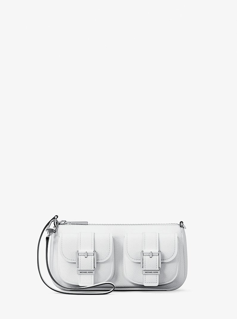 Zoe Small Pebbled Leather Pochette in OPTIC WHITE | Michael Kors