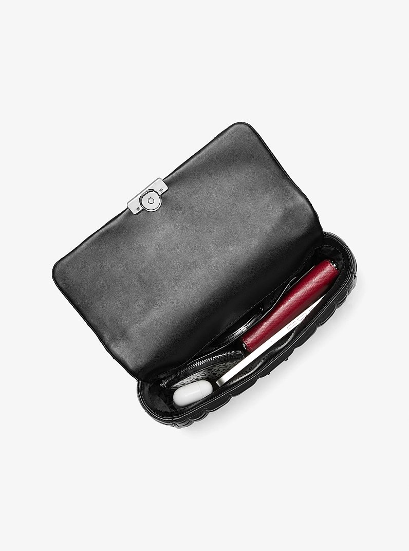 Tribeca Large Quilted Leather Shoulder Bag in BLACK | Michael Kors