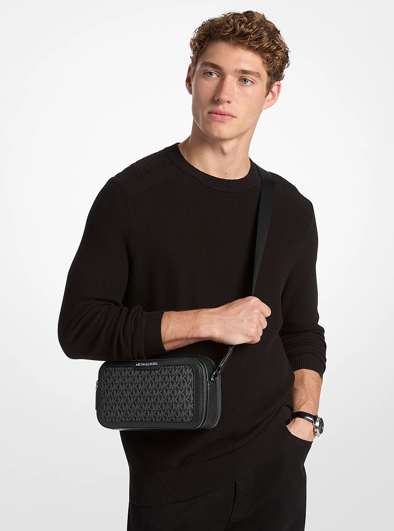 Cooper Signature Logo Crossbody Bag in BLACK | Michael Kors