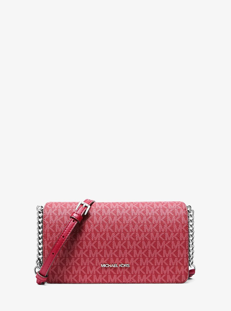 Jet Set Signature Logo Crossbody Bag in DK RASPBERRY | Michael Kors