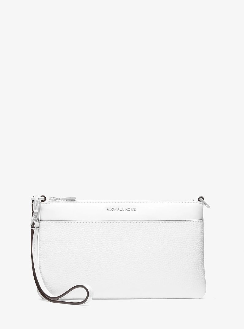 Jet Set Medium Pebbled Leather Convertible Wristlet in OPTIC WHITE | Michael Kors