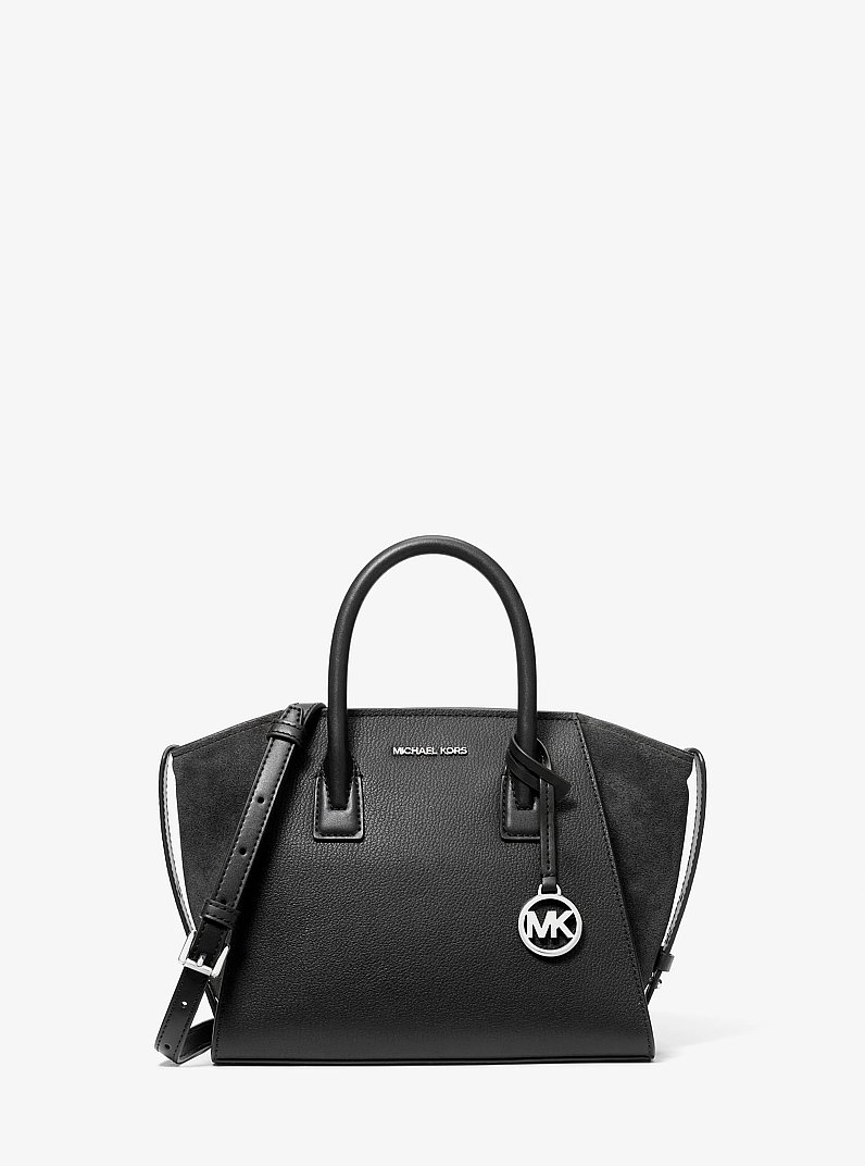 Petit sac &agrave; main Avril en cuir et en su&egrave;de in NOIR | Michael Kors