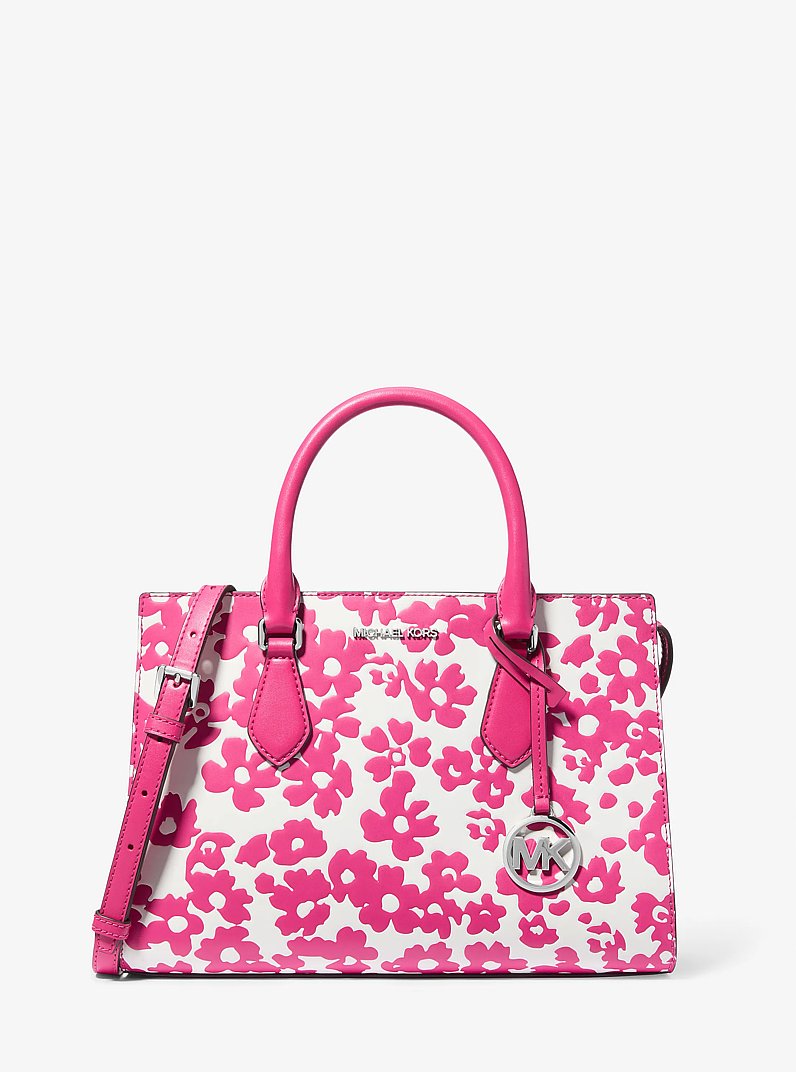 Sheila Medium Sequined Floral Print Satchel in DRAGONFRUIT | Michael Kors