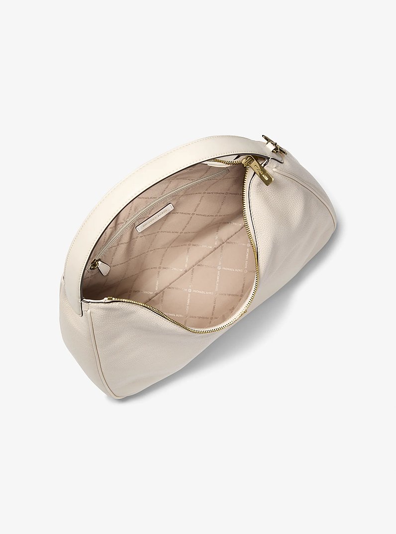 Nayla Medium Pebbled Leather Shoulder Bag in LT CREAM | Michael Kors