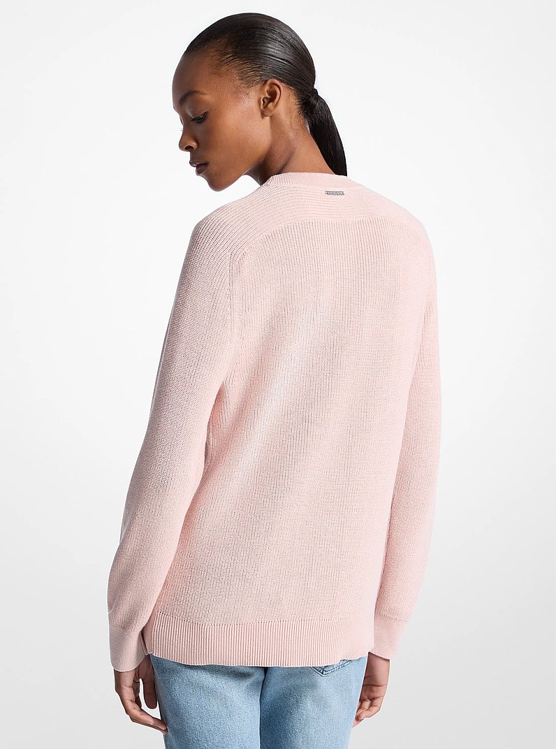 Braided Logo Cotton Blend Sweater in POWDER BLUSH | Michael Kors