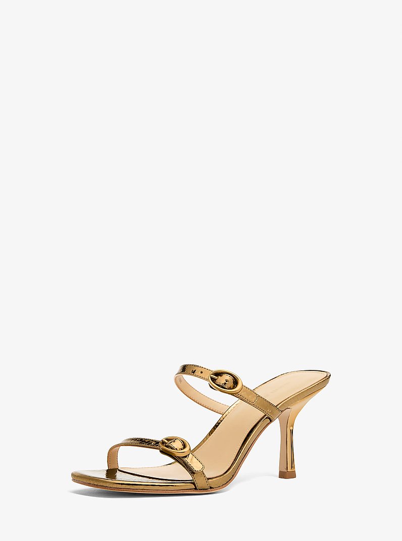 Kya Metallic Leather Sandal in ANTIQUE GOLD | Michael Kors