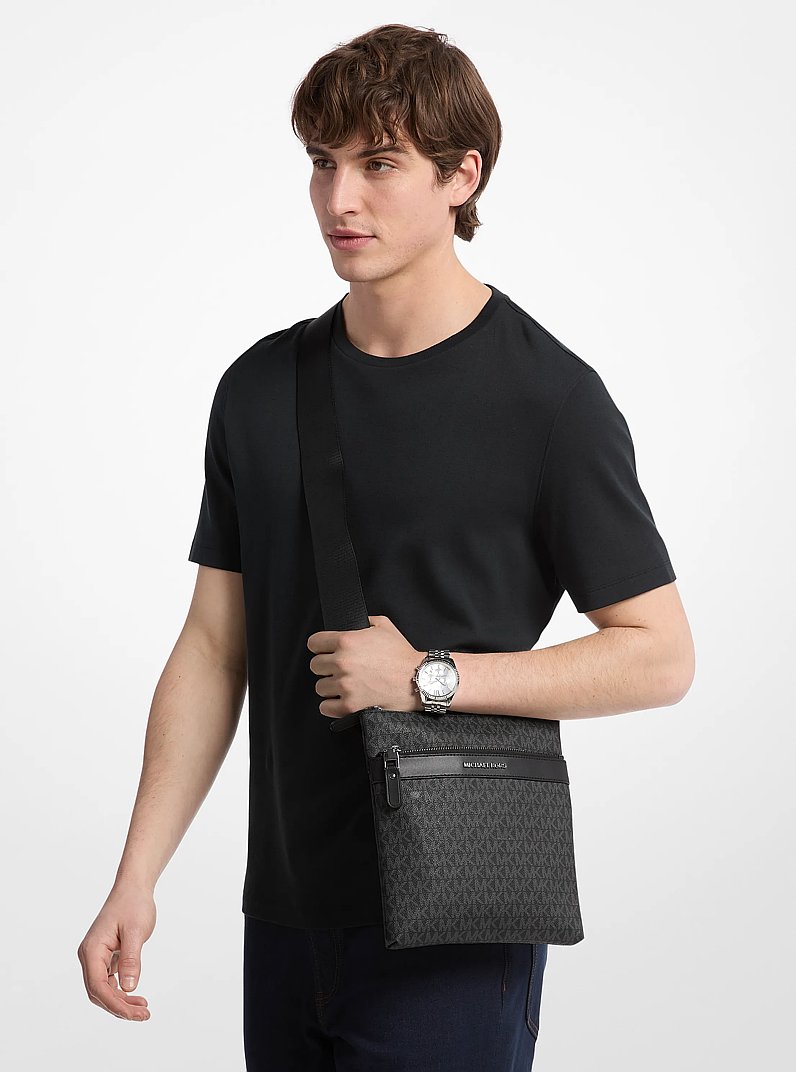Sac &agrave; bandouli&egrave;re Hudson &agrave; logo Signature in NOIR | Michael Kors