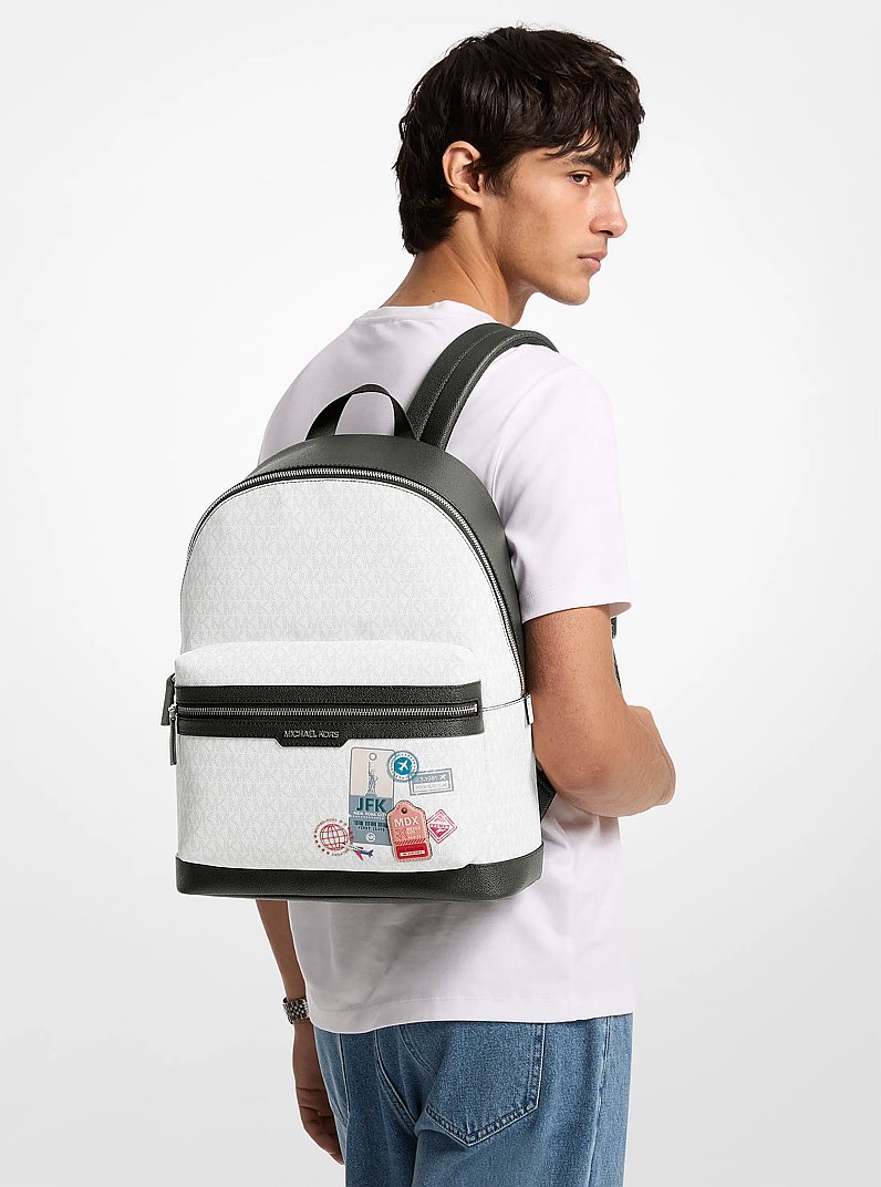 Embellished Medium Cooper Signature Logo Backpack in BRIGHT WHT | Michael Kors