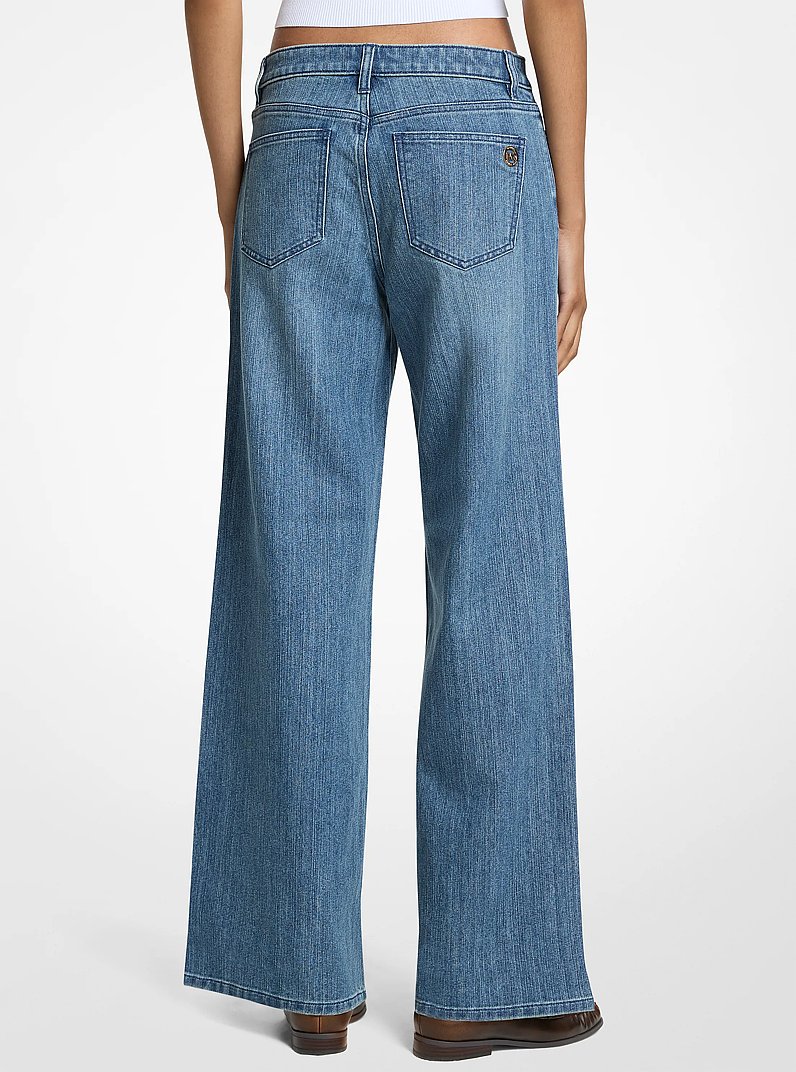 Relaxed Wide-Leg Denim Jeans in DUSK BLUE WASH | Michael Kors