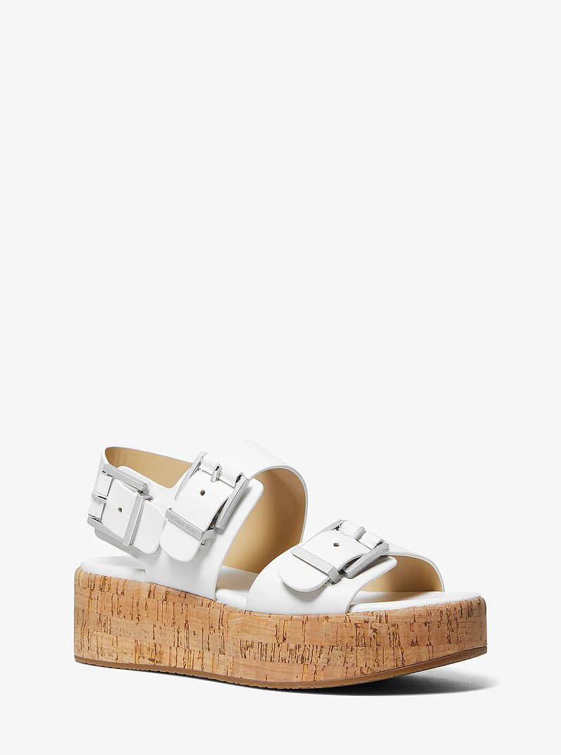 Sandalia Colby de piel con plataforma plana in BLANCO INTENSO | Michael Kors