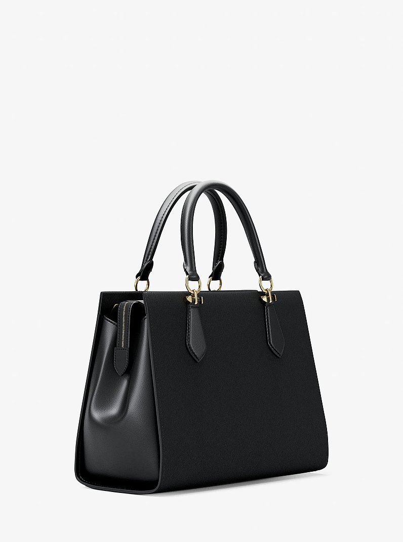Marilyn Medium Saffiano Leather Satchel in BLACK - Sale | Michael