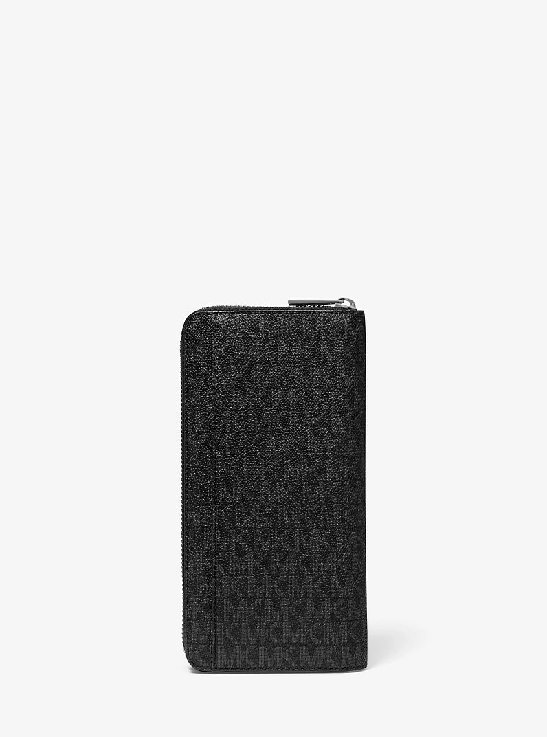 Greyson Logo Zip-Around Wallet in BLACK | Michael Kors