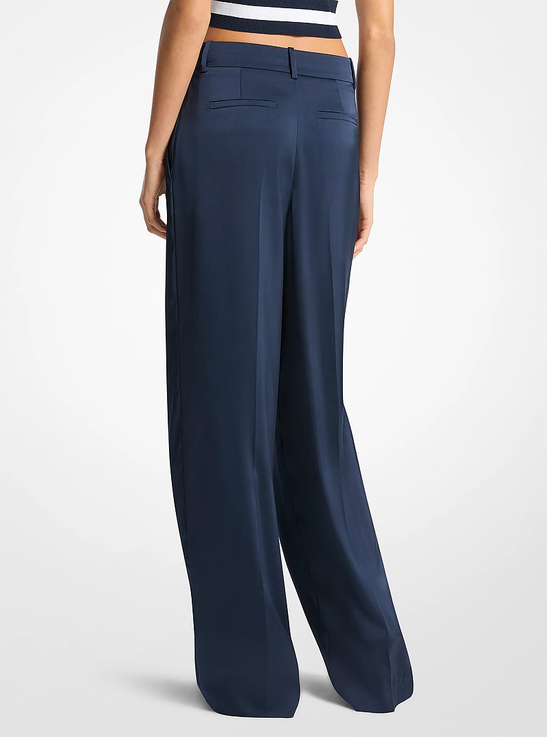 Pantalon &agrave; jambe large en satin drap&eacute; in MIDNIGHTBLUE | Michael Kors