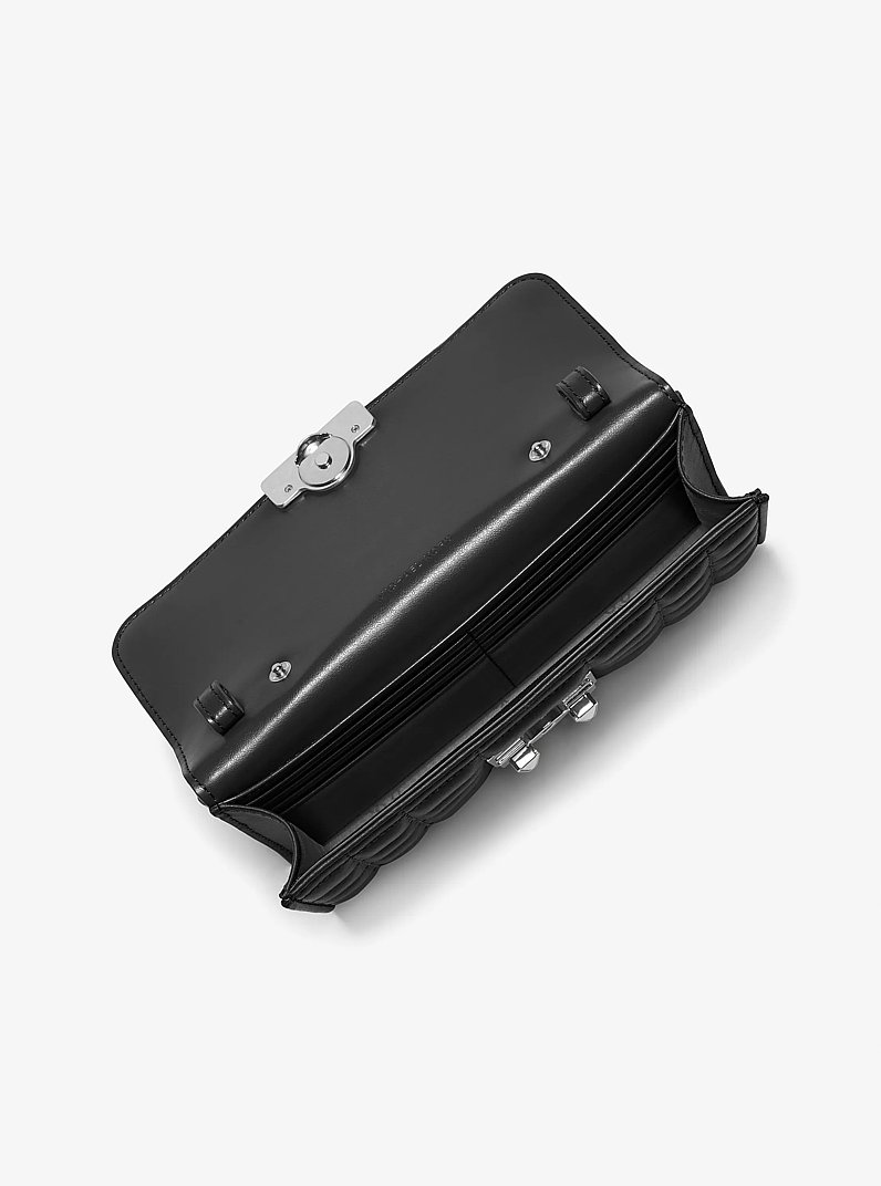 Tribeca Leather Convertible Crossbody Bag in BLACK | Michael Kors