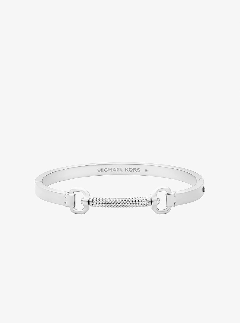 Pav&eacute; Horsebit Bangle in PLATEADO | Michael Kors