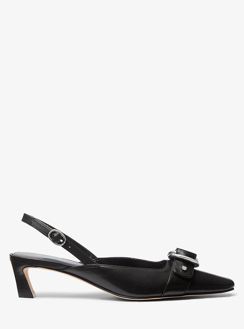 Jaden Leather Slingback Pump in BLACK | Michael Kors