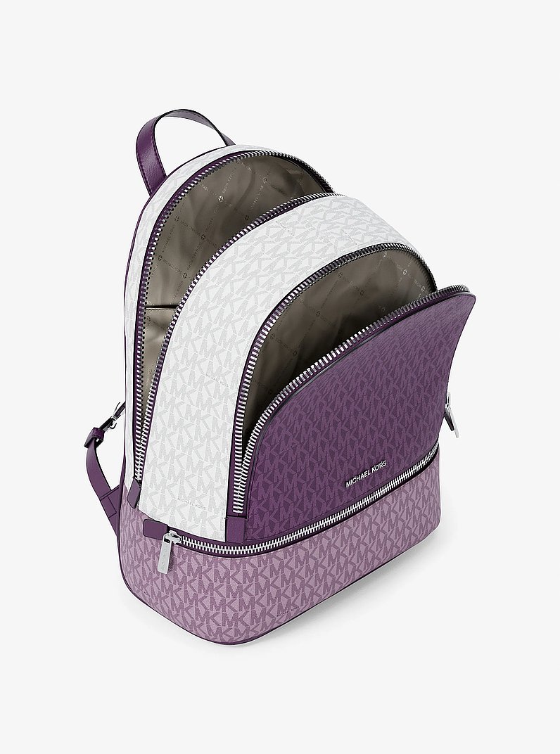 Rhea Medium Color-Block Signature Logo Backpack in DARK  display picture 2