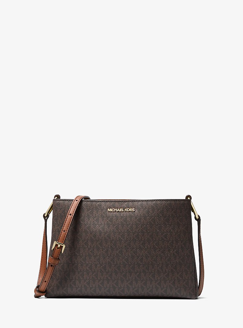 Trisha Medium Logo Crossbody Bag in BROWN | Michael Kors
