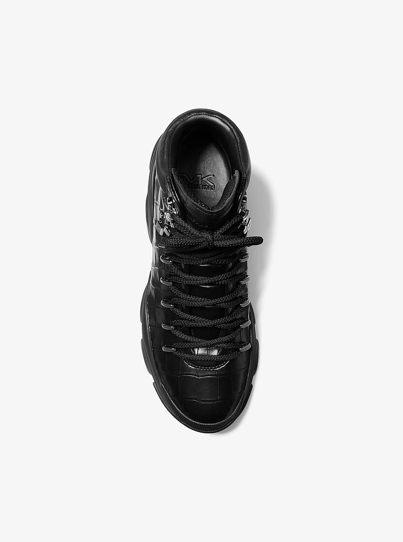 Botte Atlas en cuir gaufr&eacute; &agrave; motif de crocodile in NOIR | Michael Kors