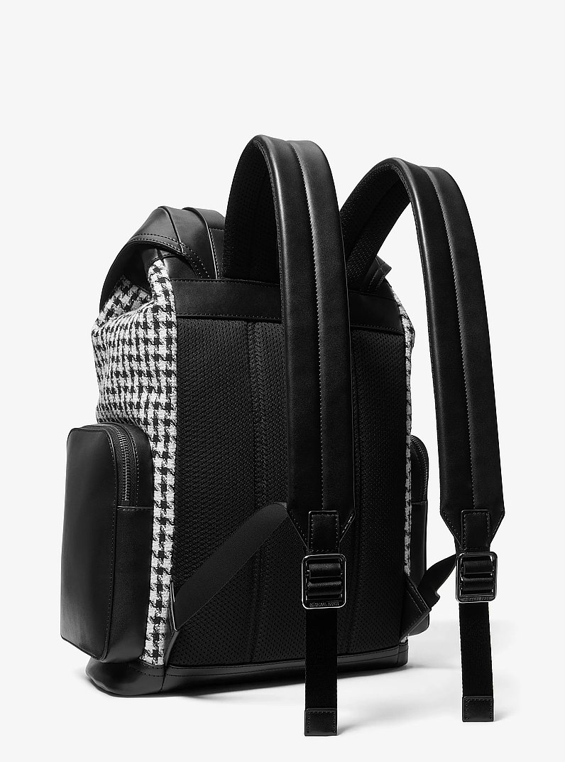 Cooper Houndstooth City Backpack in BLACK | Michael Kors