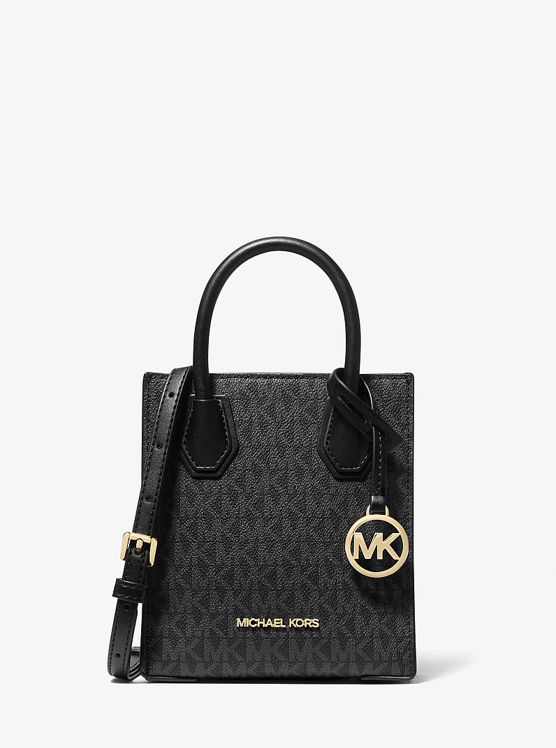 Mercer Extra-Small Logo and Leather Crossbody Bag in BLACK | Michael Kors