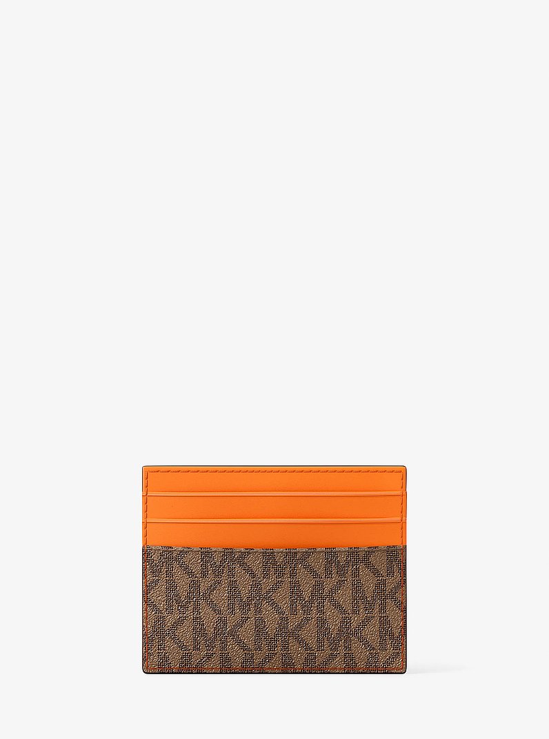 Cooper Signature Logo Card Case in POP ORANGE | Michael Kors